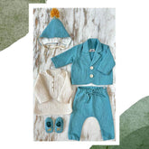 Set botez Marble din 5 piese, in și muselină